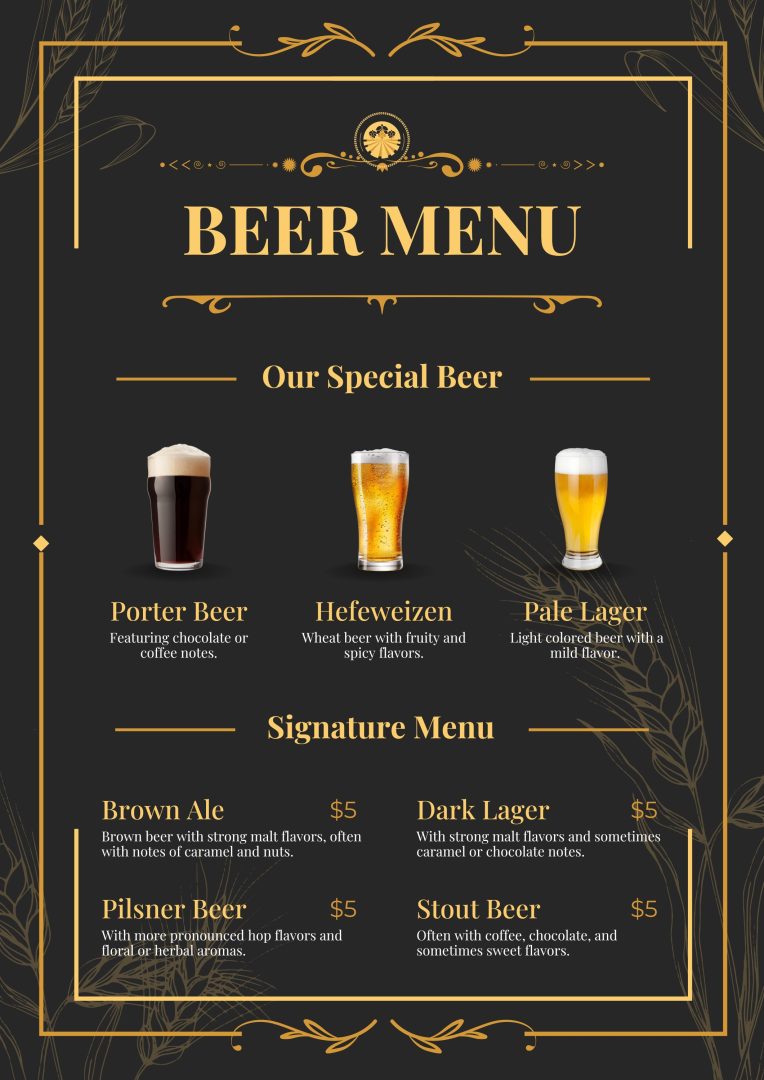 Best brewery menu templates and examples