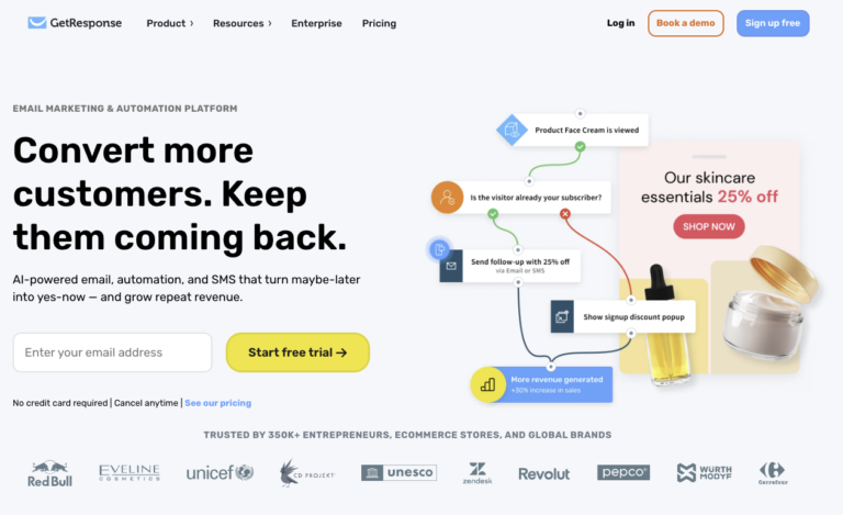 Getresponse Homepage
