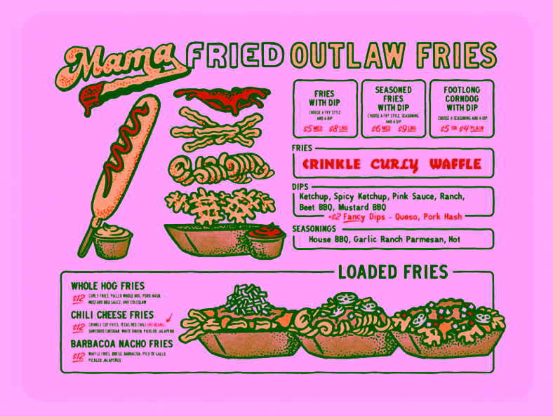 Powerful Brand Image Demonstrated By Mama Fried'S Beautiful Menu Design.