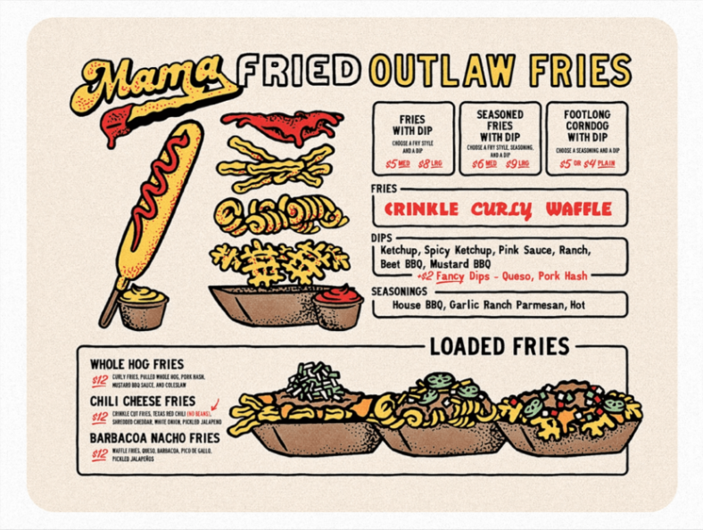 Top Restaurant Menu Design Tips To Boost Sales - Restaurant Menu Design - Powerful Brand Image Demonstrated By Mama Fried'S Beautiful Menu Design.