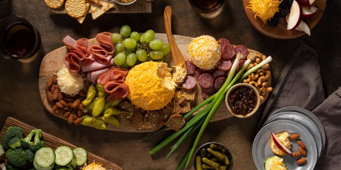 Cheese Ball Charcuterie Table