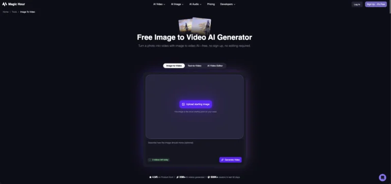 Magic Hour Ai Website Above The Fold