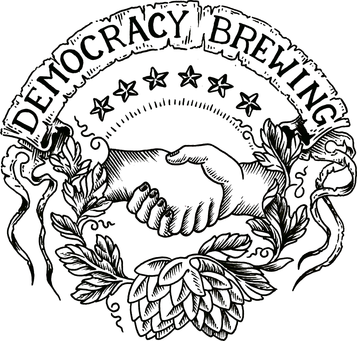 Democracy Brewing's logo, one of Metrobi's top customers in Boston.